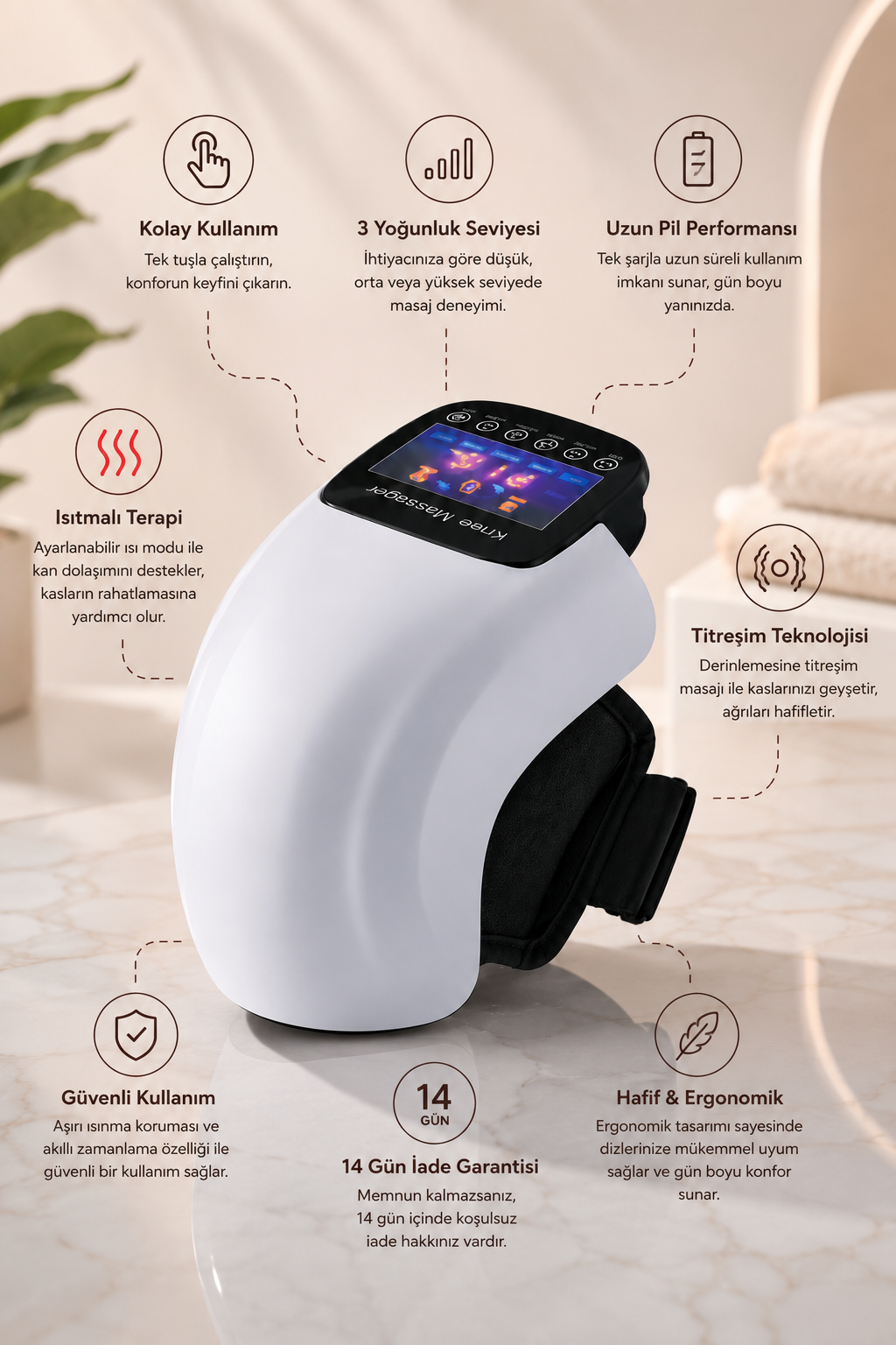 L-Elite™  Isıtmalı ve Titreşimli Akıllı Diz Masaj Cihazı